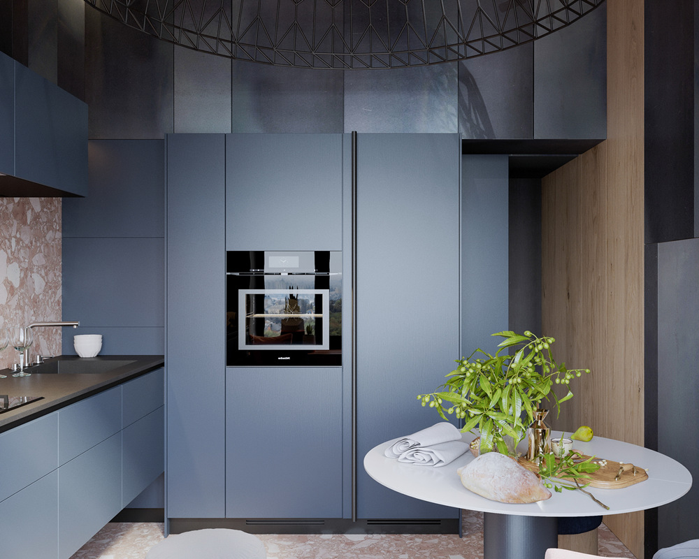 Disenyo ng Blue Kitchen Cabinet