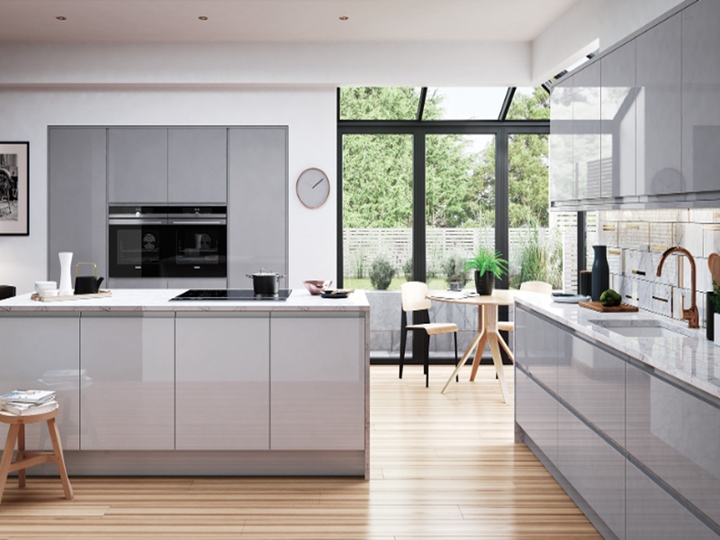 YALIG grey gloss acrylic board wood kitchen cabinets