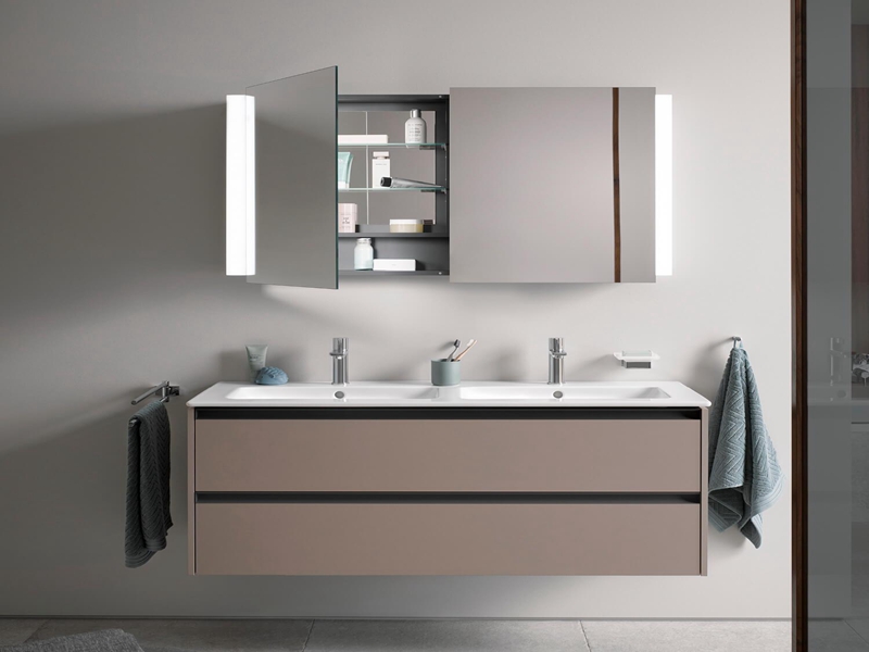 High End Customized Matte Lacquered Solid Wood Banyo Vanity na may Mirror Cabinet Designs