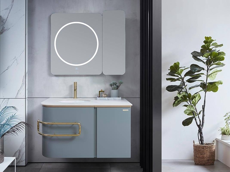 De-kalidad na Shaker Style Double Bathroom Vanity na may Wooden Framed Mirror