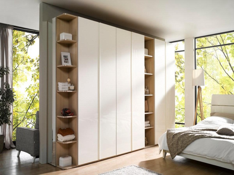 Nako-customize na Light Green Lacquered Solid Wood Small Wardrobe