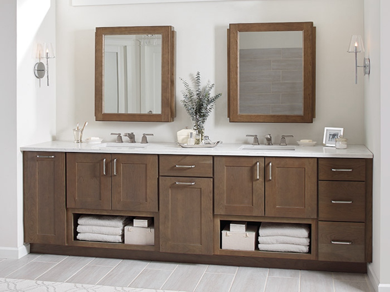 Classic Shaker Style Walnut Color Solid Wood Banyo Vanity