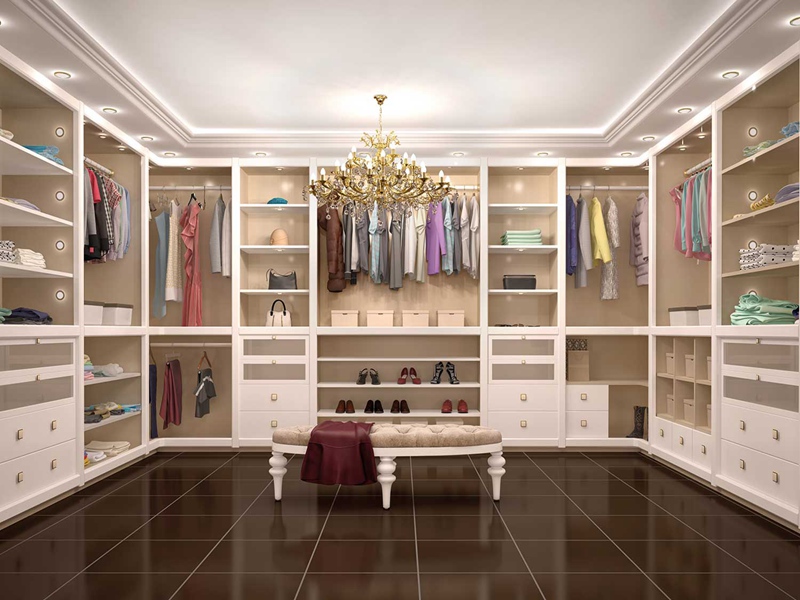 Modernong Minimalist Open Walk-In Wardrobe Melamine Cabinet Solid Wood Wardrobe
