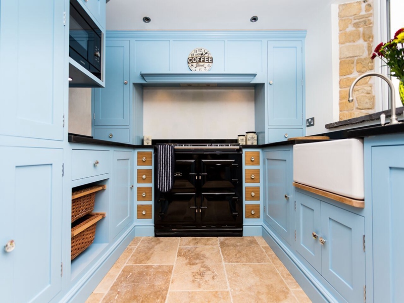 Blue Shaker Style Solid Wood Cabinets De-kalidad na Lacquer Finish Cabinets