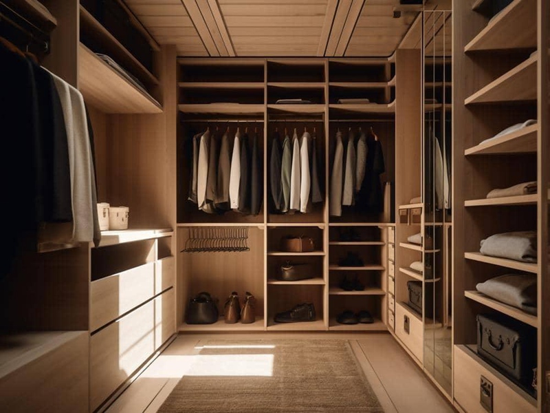 European Natural Style Walk-in Solid Wood Wardrobe na may Malaking Storage Space