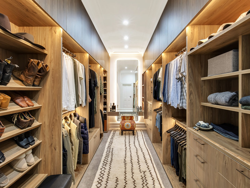 Walk-in Woodgrain Wardrobe ng Modern Style Discount mula sa China