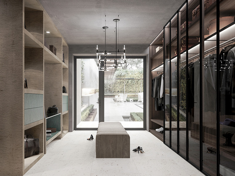Wood Glass Door Wardrobe