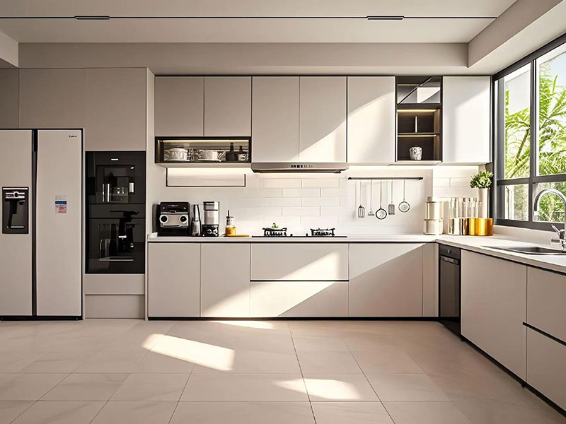 white acrylic kitchen cabinets