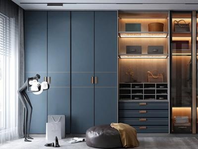 Multi-function built-in wood bedroom wardrobe