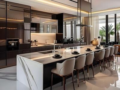 High Gloss Straight Line Modern Kitchen Cabinets Set