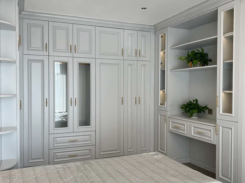 Factory Custom Shaker Design American Style Grey Wood Storage Bedroom Furniture Wardrobes Closet