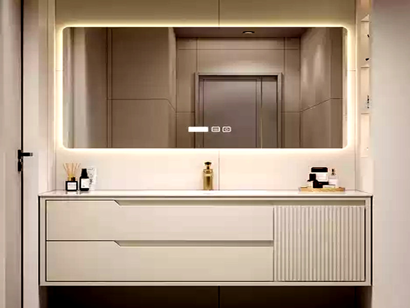 Luxury Modern Wall Mounted Bathroom Vanity Unit na May LED Light